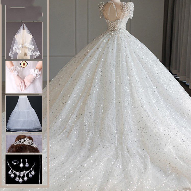 Trailing Ball Gown Wedding Dress - view 6