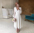 White Long Sleeve Evening Dress