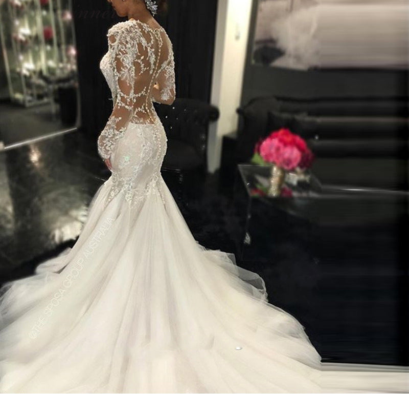 Trailing Lace Wedding Dress - view 2