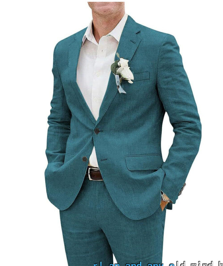 Men's Casual Linen Business Two-piece Suit - view 8