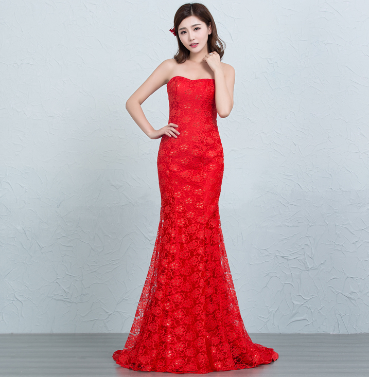 Lace Sequin Fishtail Wedding Dress - view 5