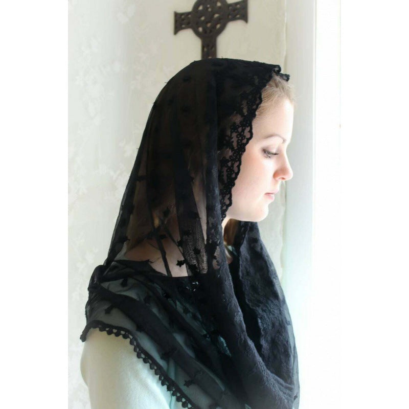 Vintage Lace Bridal Veil Headscarf - view 9