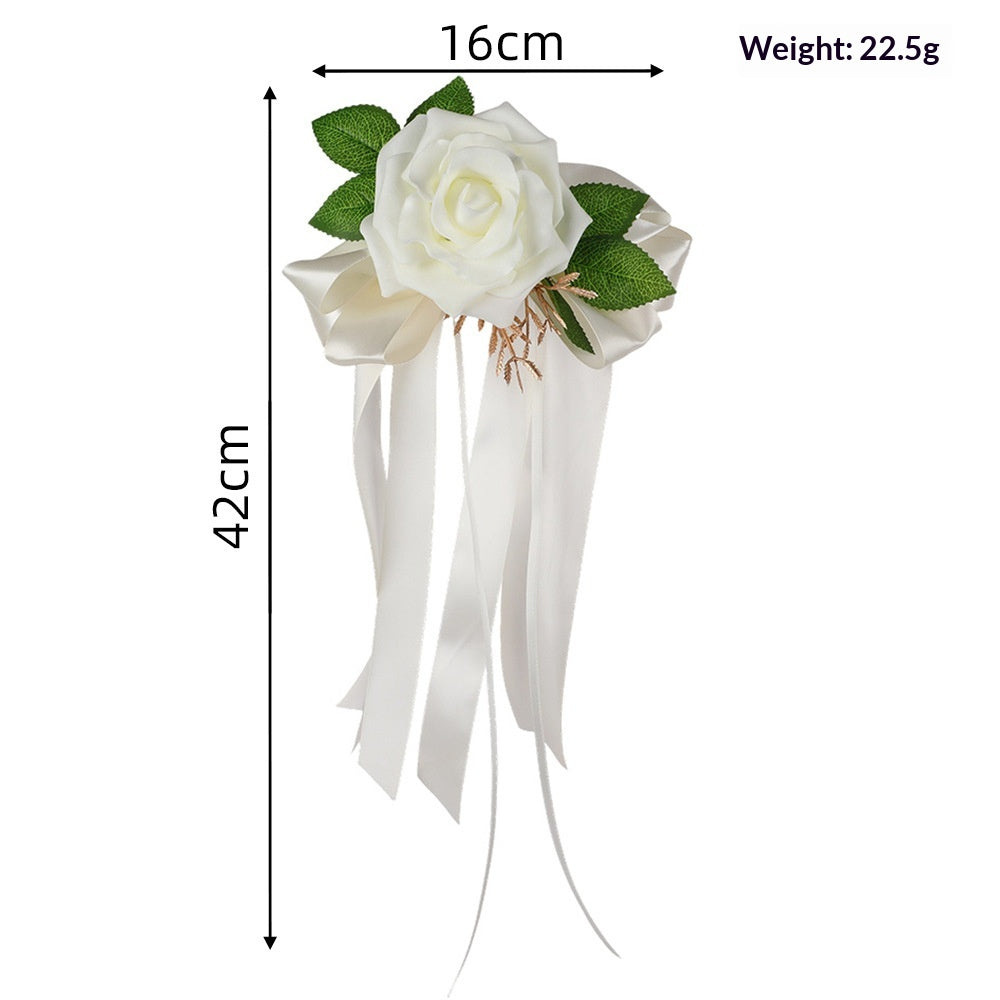 Wedding Car Mirror & Handle Flower Decor - view 2