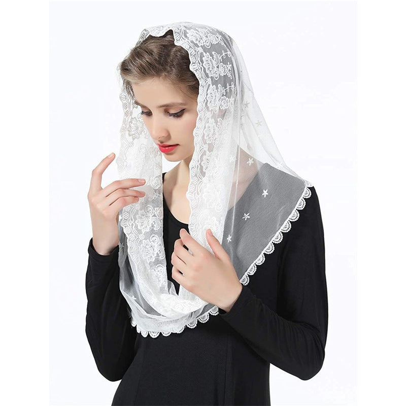 Vintage Lace Bridal Veil Headscarf - view 10