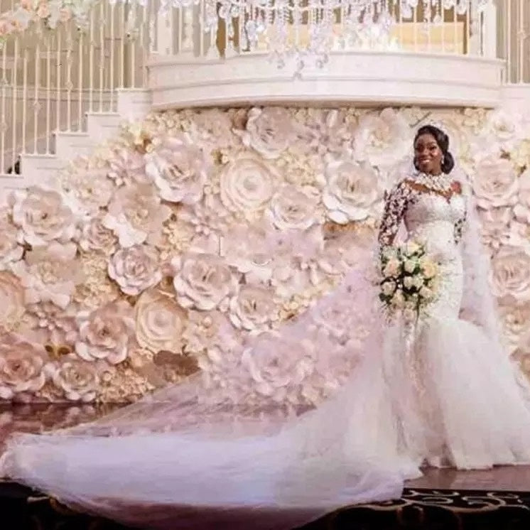White Lace Long-Sleeve Mermaid Wedding Dress