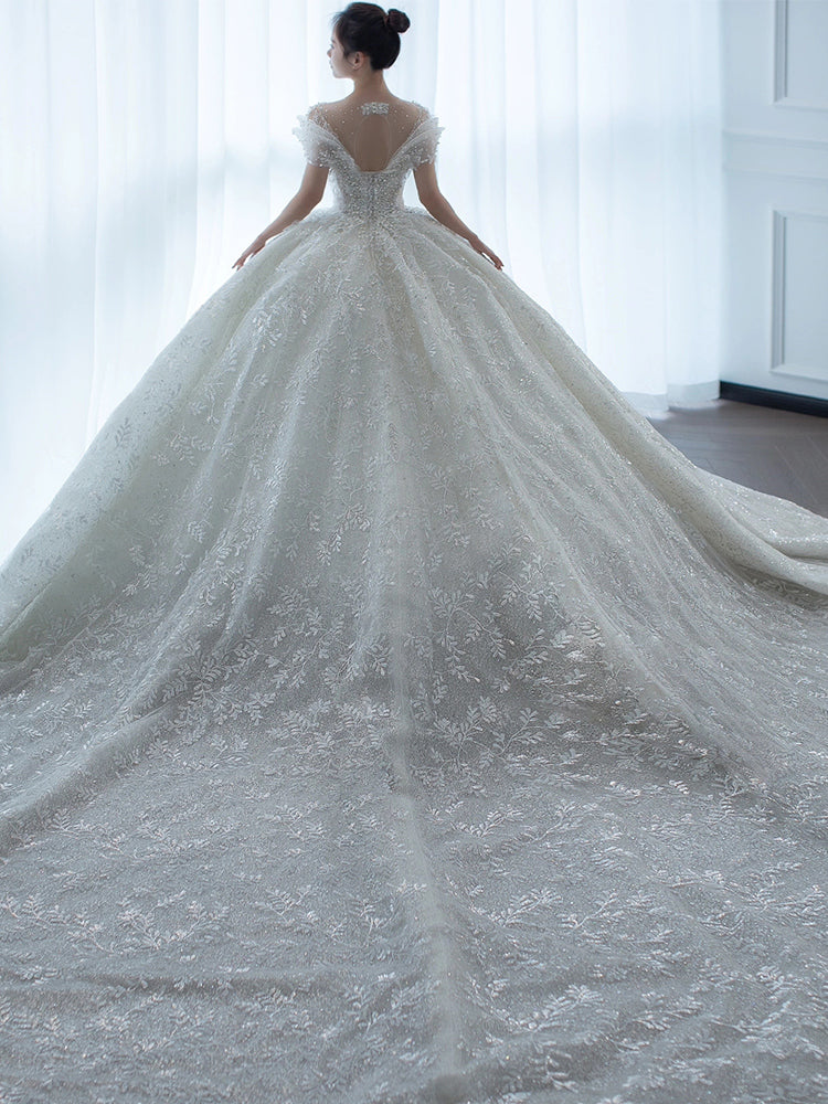 Off-Shoulder French Wedding Dress - view 4
