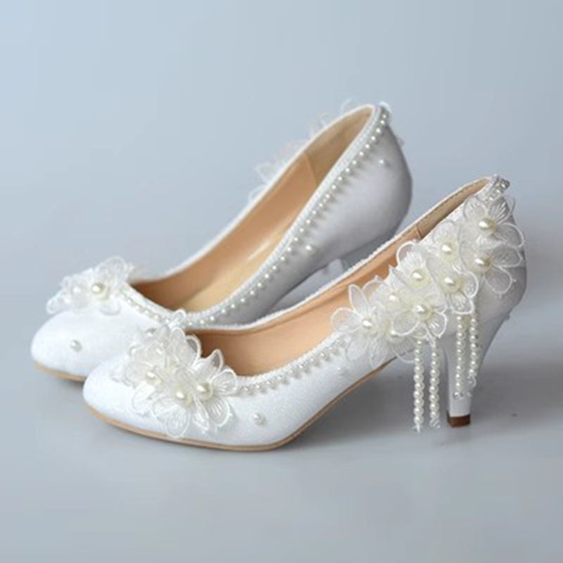 Lace Tassel Bridal Wedding Heels - view 4