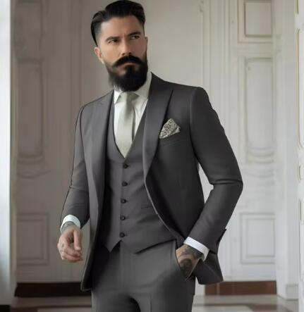 Men's Solid Colour Business Suit Set - view 5