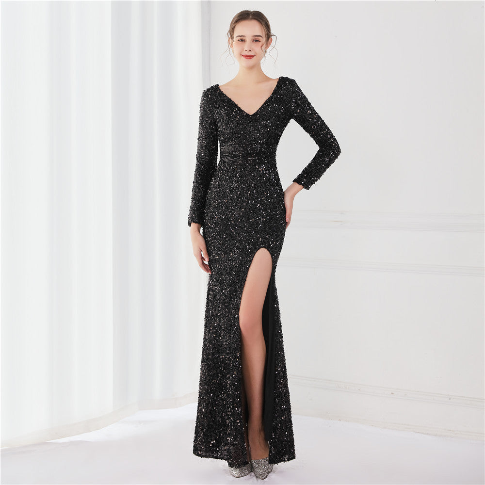 Long Sleeve Sequin Mermaid Evening Dress - view 2