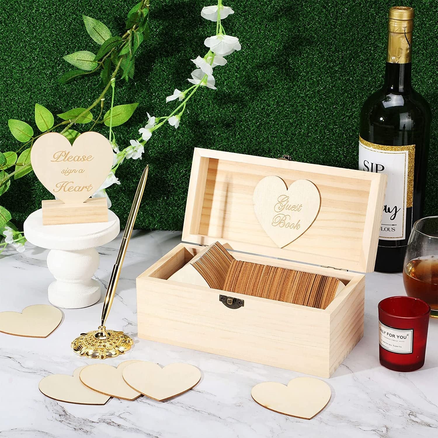Wooden Wedding Guest Book Wishes Box - view 1