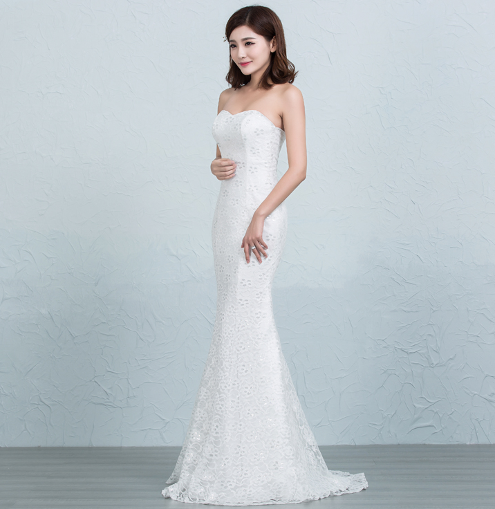 Lace Sequin Fishtail Wedding Dress - view 1