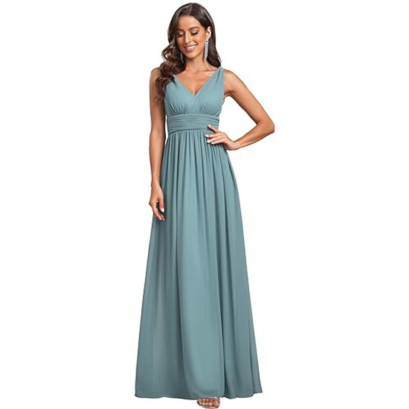 Deep V-Neck Mesh Evening Dress - view 3