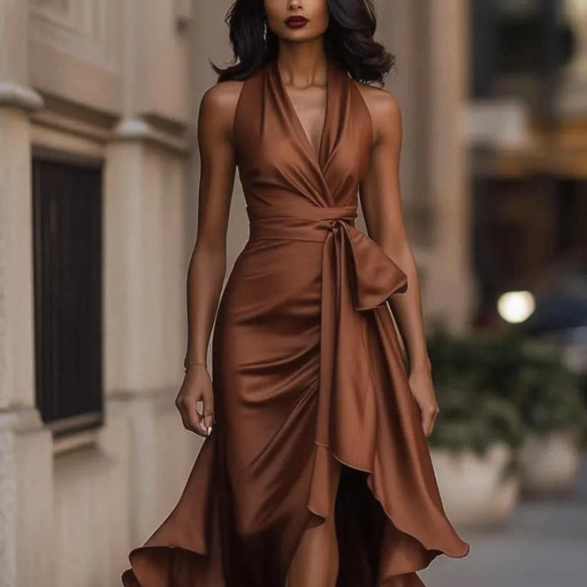 Satin Halter Gown - view 7