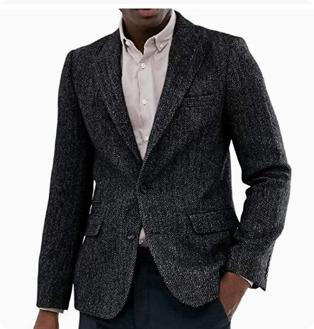 Men's Herringbone Wool Suit Jacket - view 8