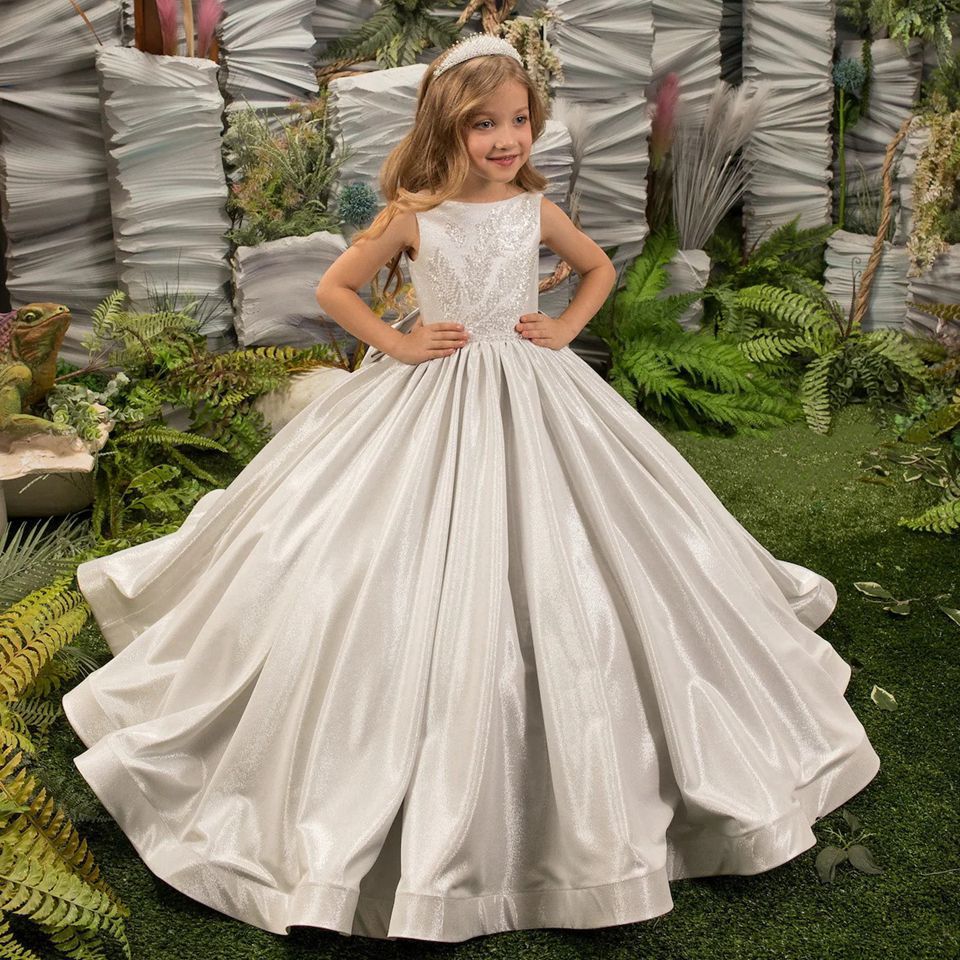 Tulle Trailing Flower Girl Dress