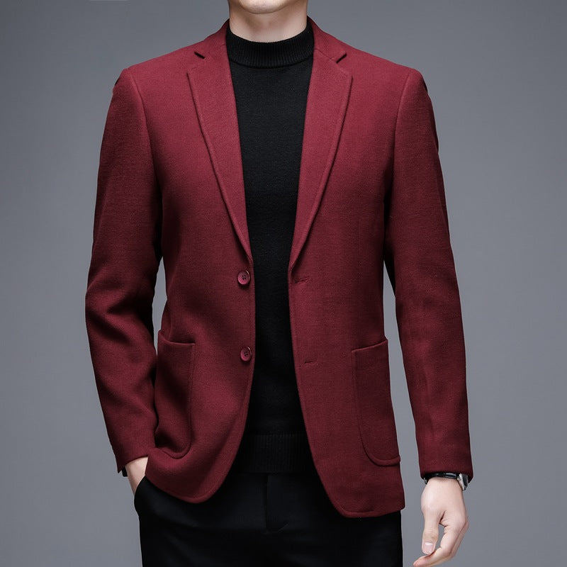 Men's Solid Colour Woolen Suit Jacket - view 2