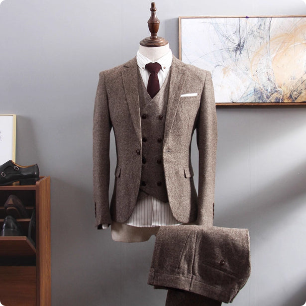 British-style Wool Herringbone Men's Blazer - view 2