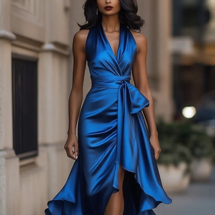 Satin Halter Gown - view 5