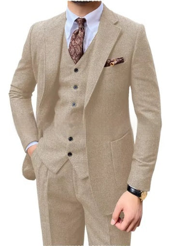 Men's Herringbone Single-breasted Casual Suit - view 8
