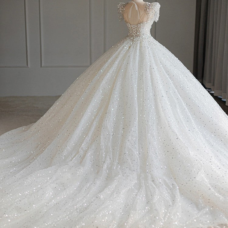 Trailing Ball Gown Wedding Dress - view 4