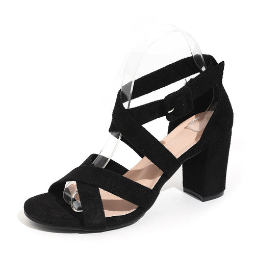Black Suede Chunky-heel Sandals - view 1