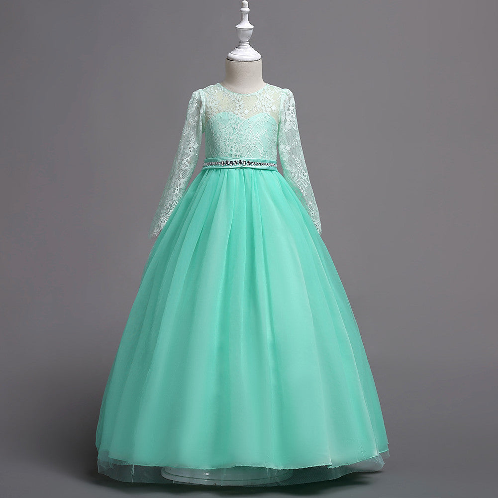 Lace Diamond Flower Girl Dress - view 3