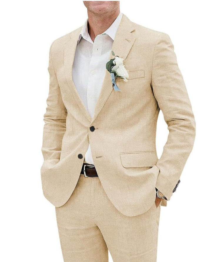 Men's Casual Linen Business Two-piece Suit - view 9