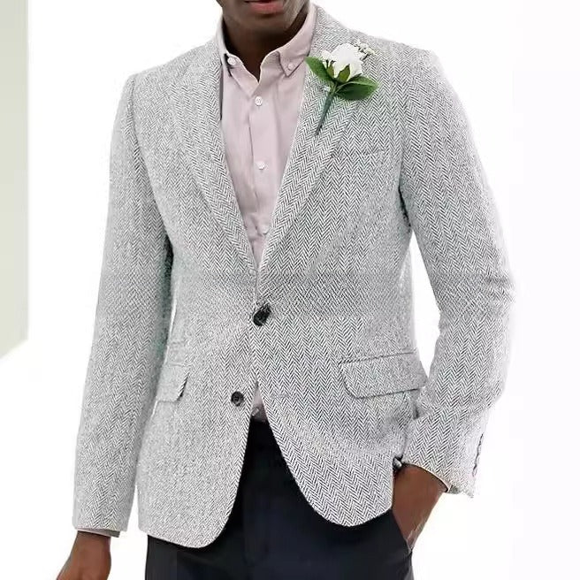 Men's Herringbone Wool Suit Jacket - view 3