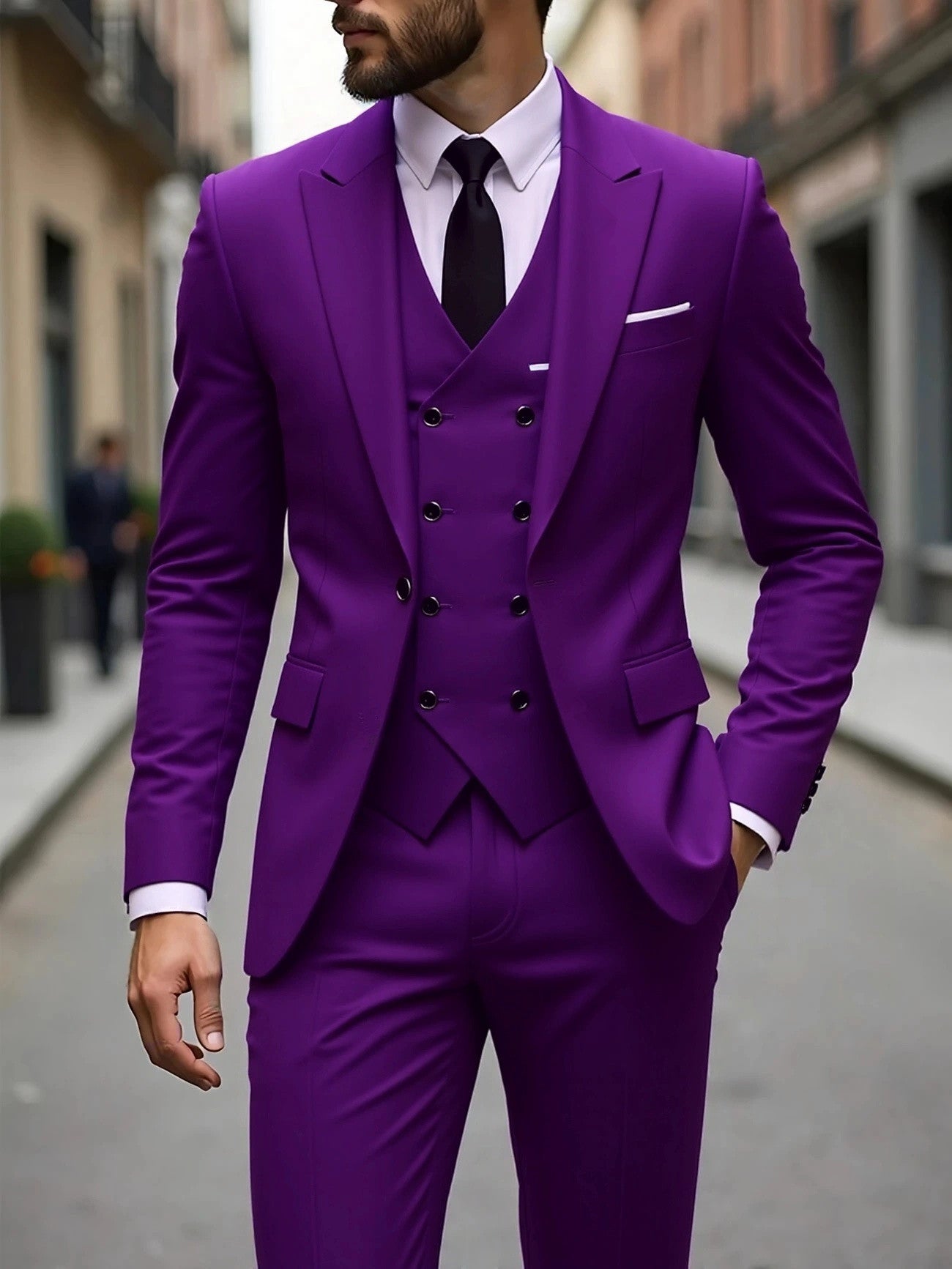 Men's Double-Breasted Three-Piece Suit - view 10