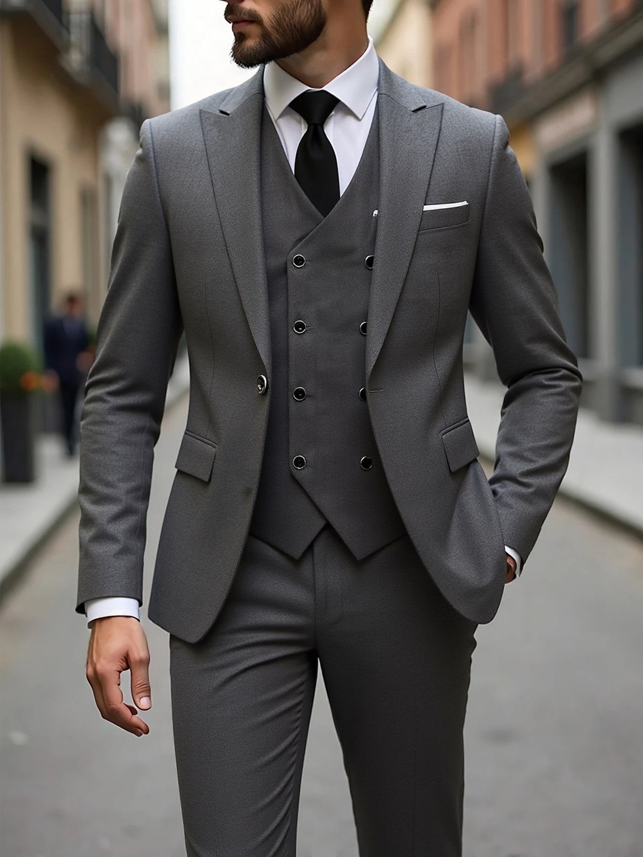 Men's Double-Breasted Three-Piece Suit - view 4