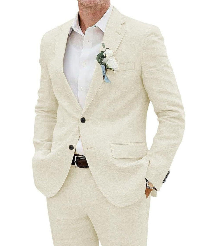 Men's Casual Linen Business Two-piece Suit - view 4
