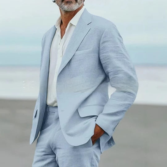 Men's Casual Linen Business Two-piece Suit - view 3