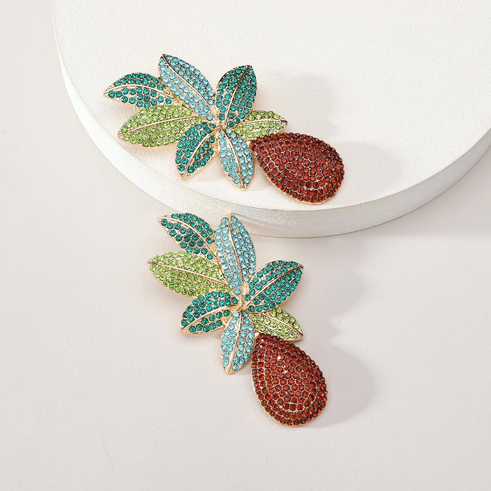 Rhinestone Leaf Drop Earrings - view 5