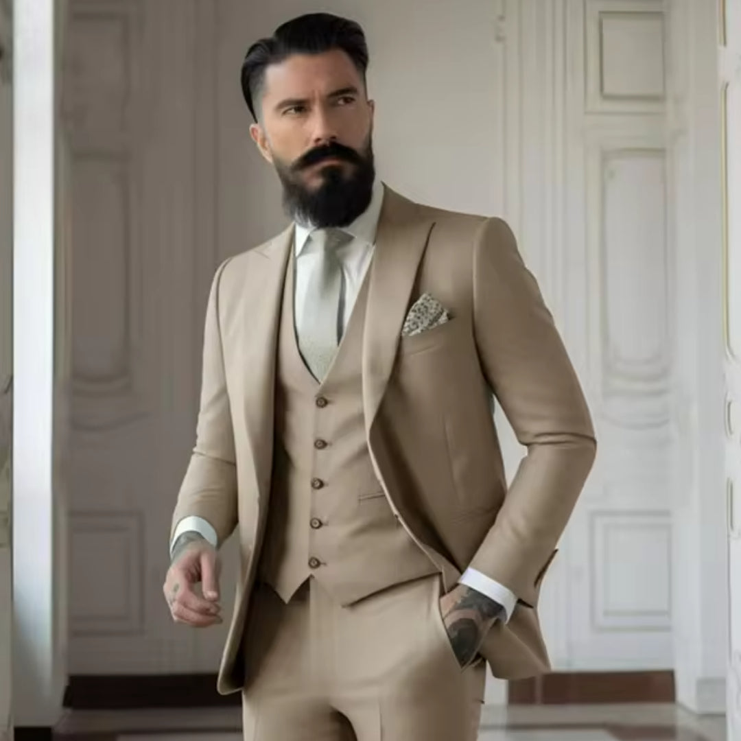 Men's Solid Colour Business Suit Set - view 9