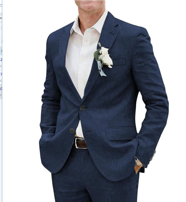 Men's Casual Linen Business Two-piece Suit - view 7