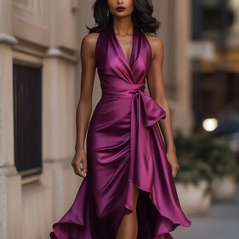 Satin Halter Gown - view 3