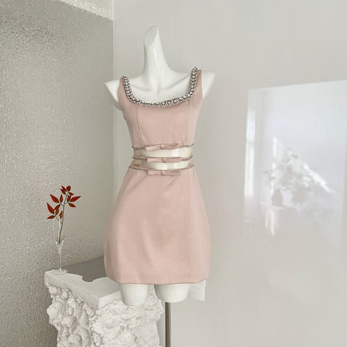 Blush Rhinestone Cocktail Dress