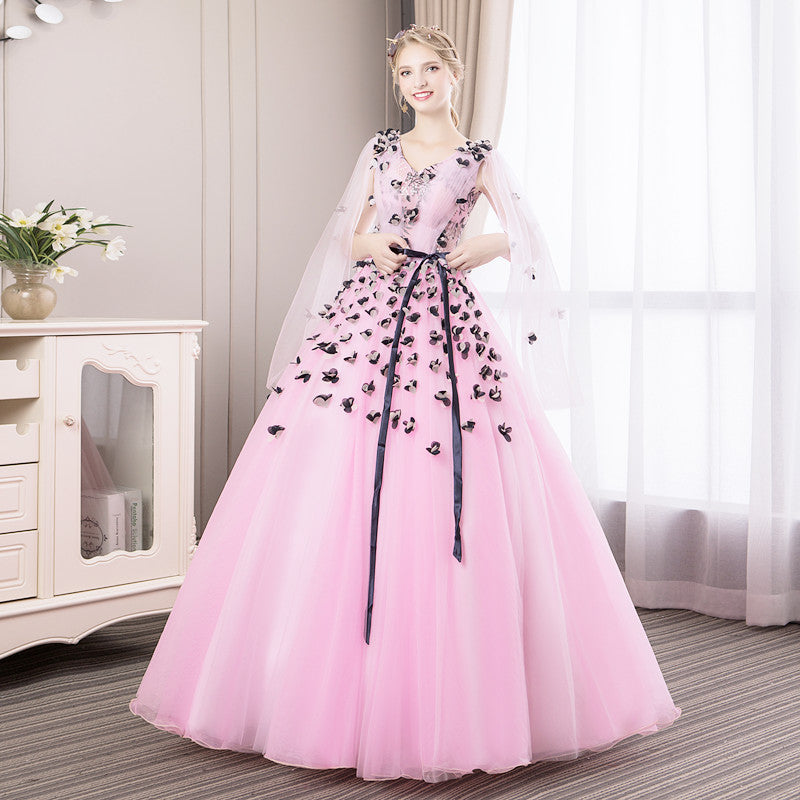 Floral Applique Tulle Ball Gown - view 2