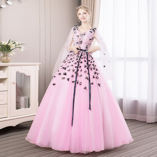 Floral Applique Tulle Ball Gown - view 2
