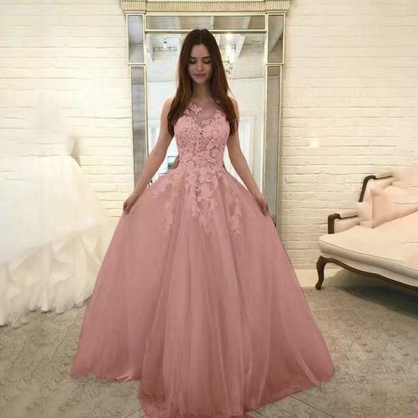Lace Tulle A-Line Evening Gown - view 1