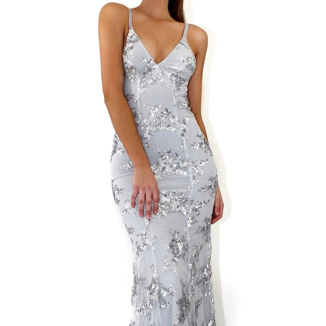 V-Neck Sequin Ball Gown Bridesmaid Dress - view 2