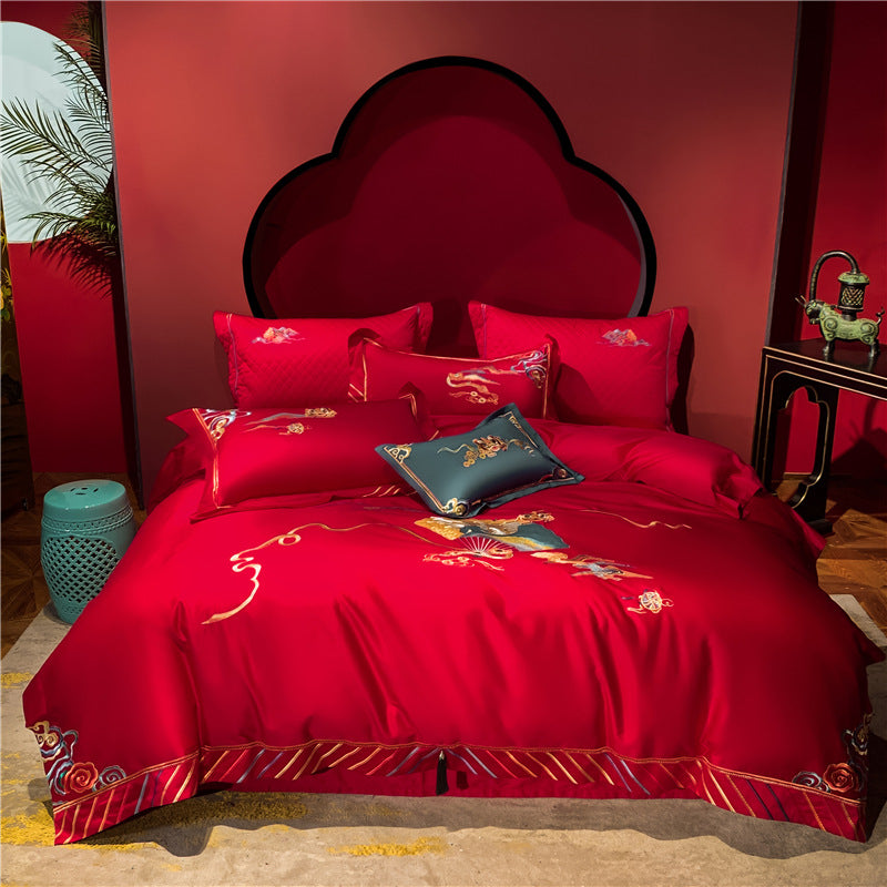 Red Cotton Wedding Bedding Set - view 5