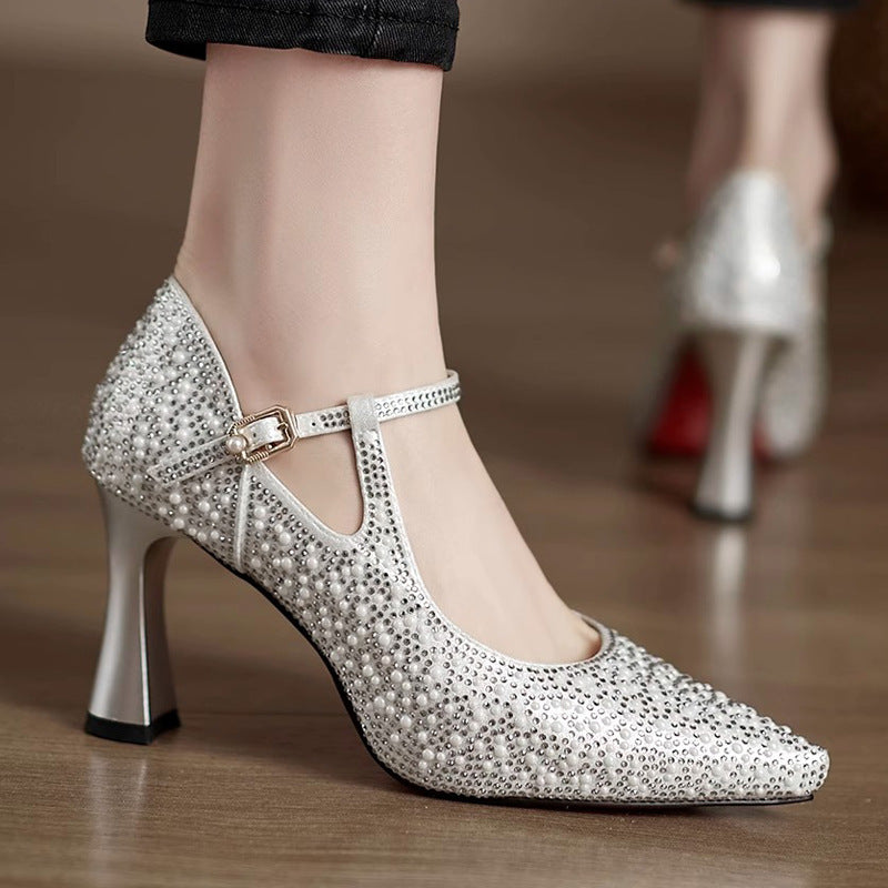 Low-Cut Pearl Wedding Heels - view 4