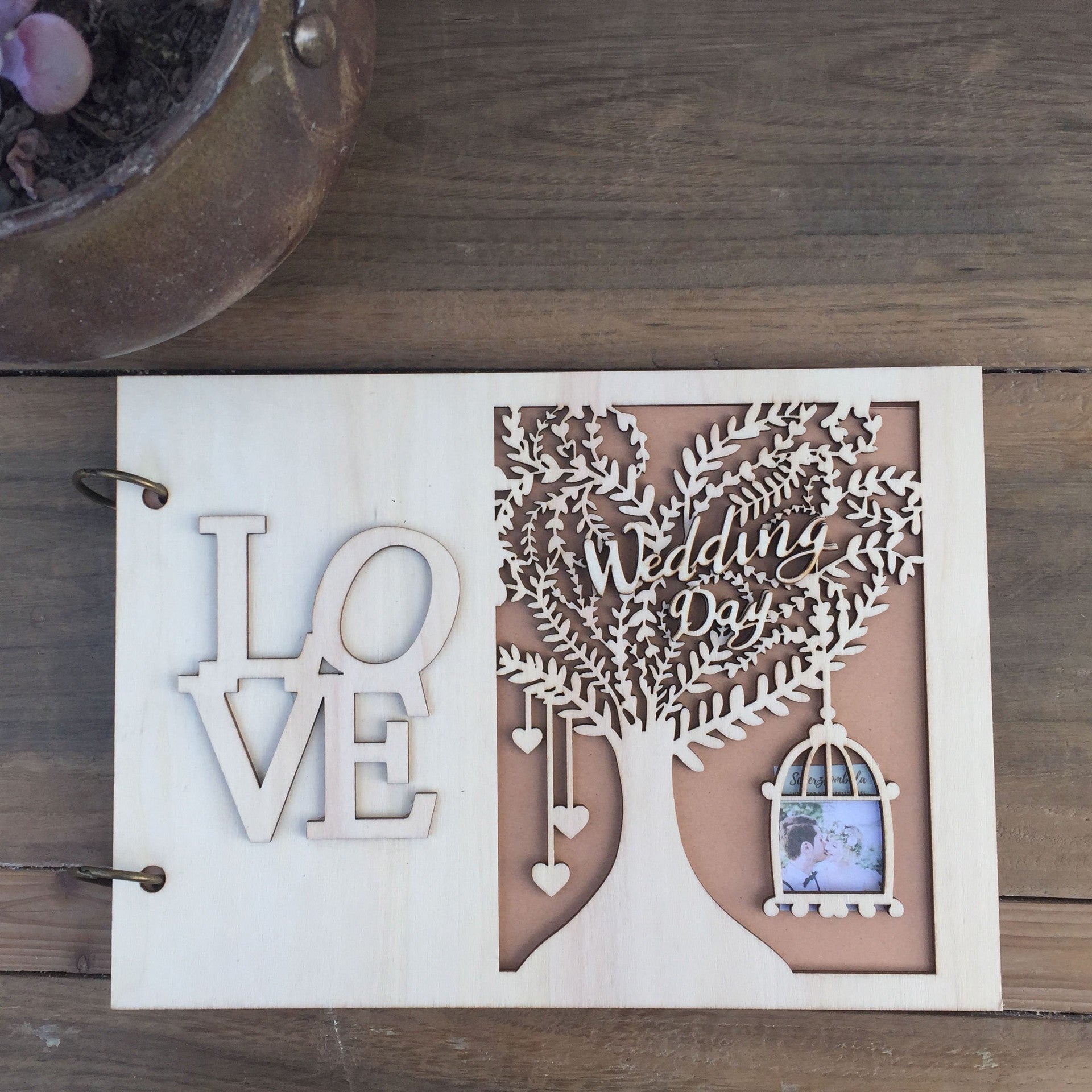 Wooden Wedding Guest Book - view 1