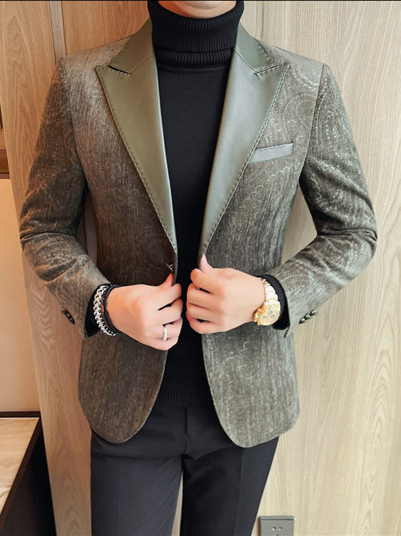 Jacquard Velvet Lapel Blazer - view 2
