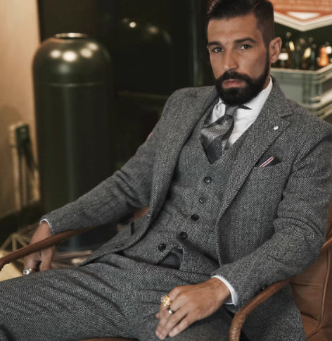British-style Wool Herringbone Men's Blazer - view 1