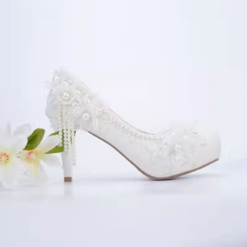 Lace Tassel Bridal Wedding Heels - view 3