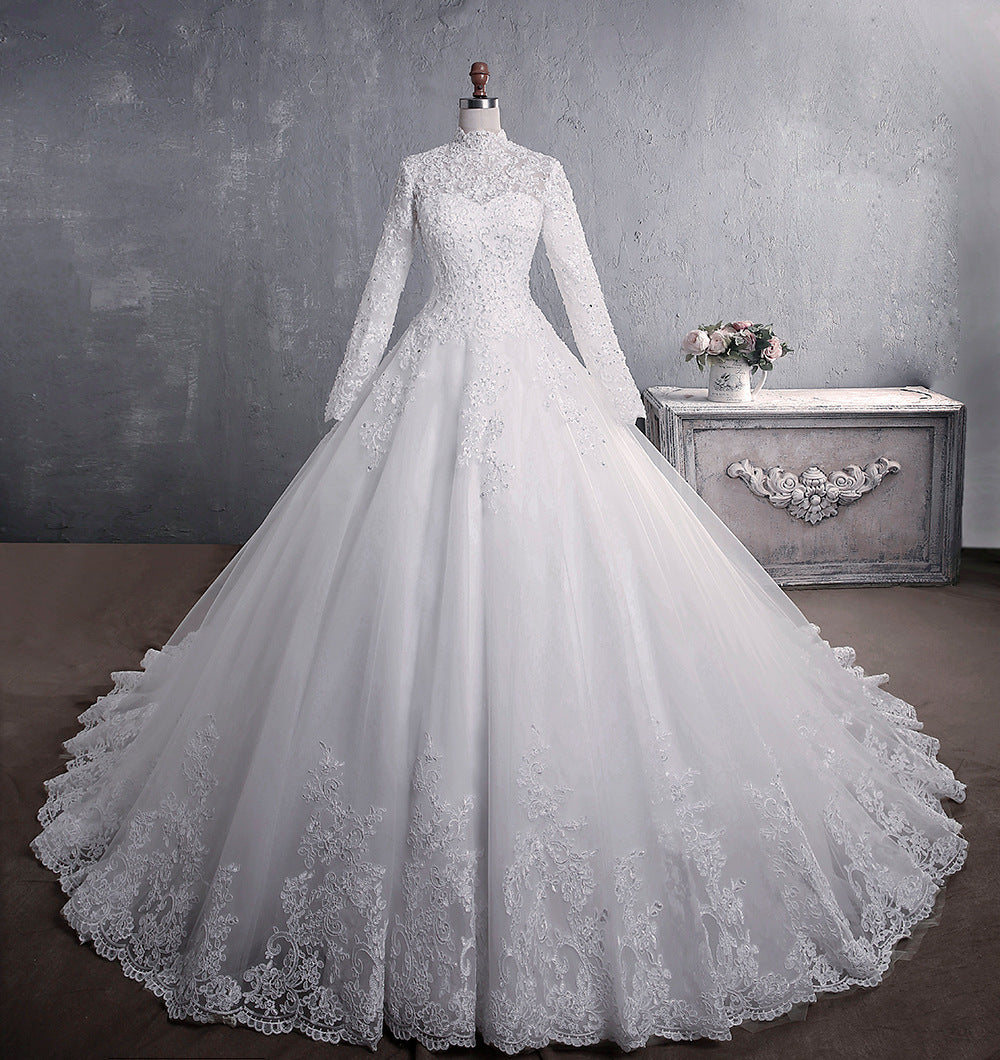 Trailing Plus Size Lace Wedding Dress - view 2