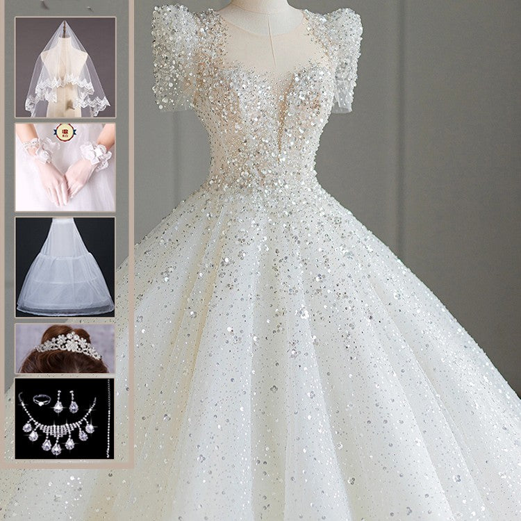 Trailing Ball Gown Wedding Dress - view 3