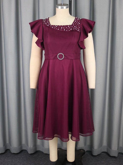 Burgundy A-Line Dress
